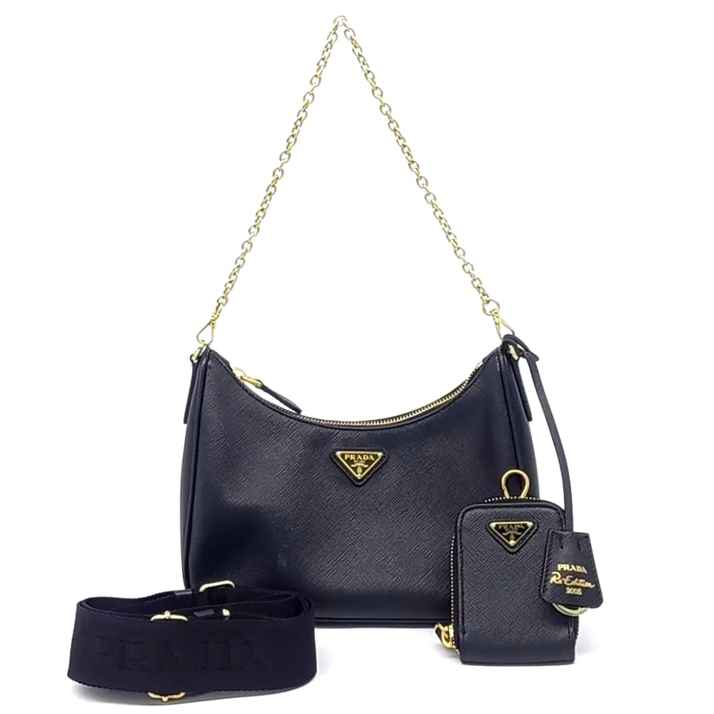 Prada Saffiano Luxe Chain Hobo Bag