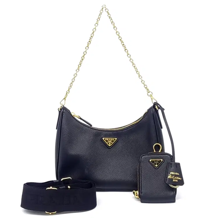 Prada Saffiano Luxe Chain Hobo Bag-Hover-Image