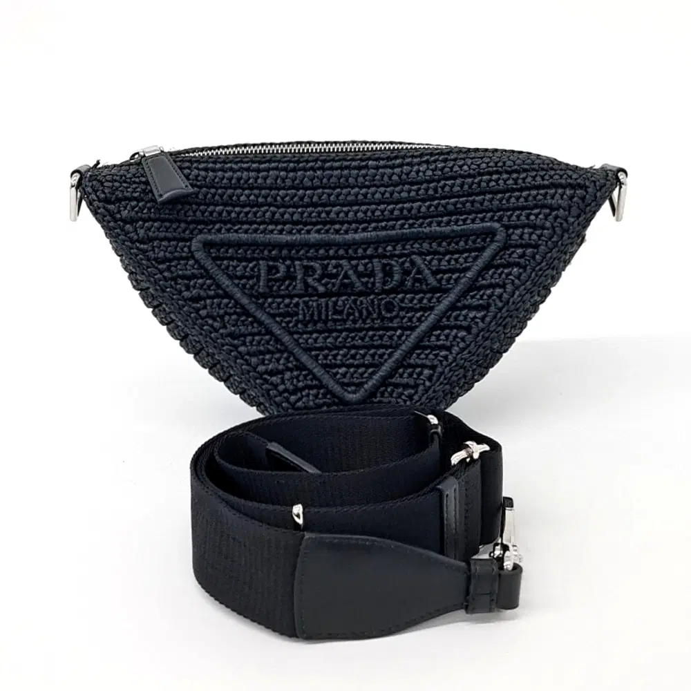Prada Raffia Triangle Shoulder Bag