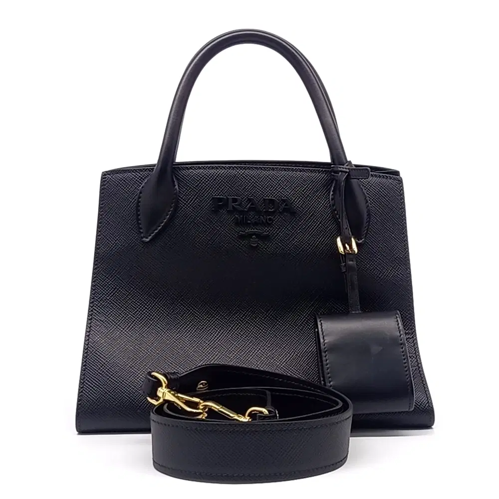 Prada Saffiano Monochrome Tote And Shoulder Bag (1Ba156)