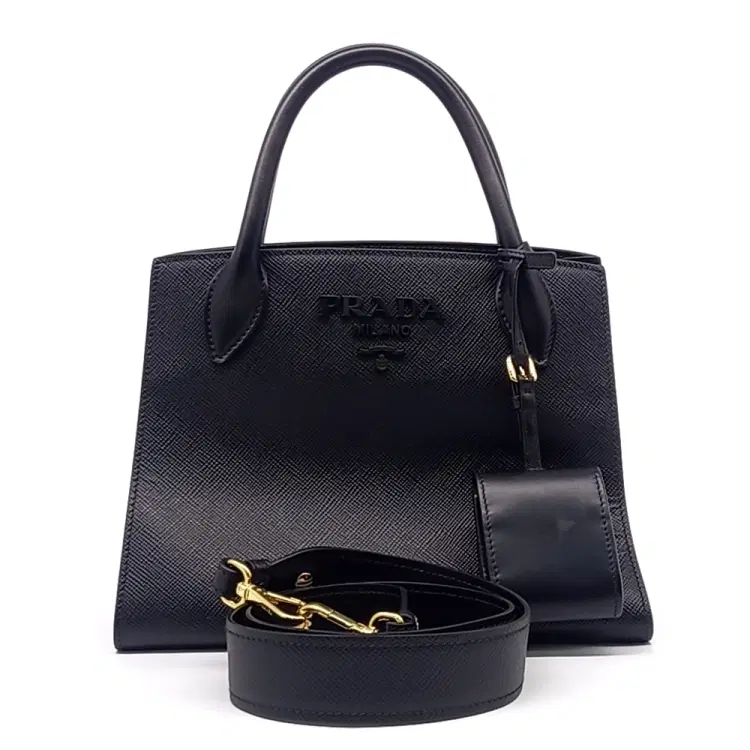 Prada Saffiano Monochrome Tote And Shoulder Bag (1Ba156)-Hover-Image