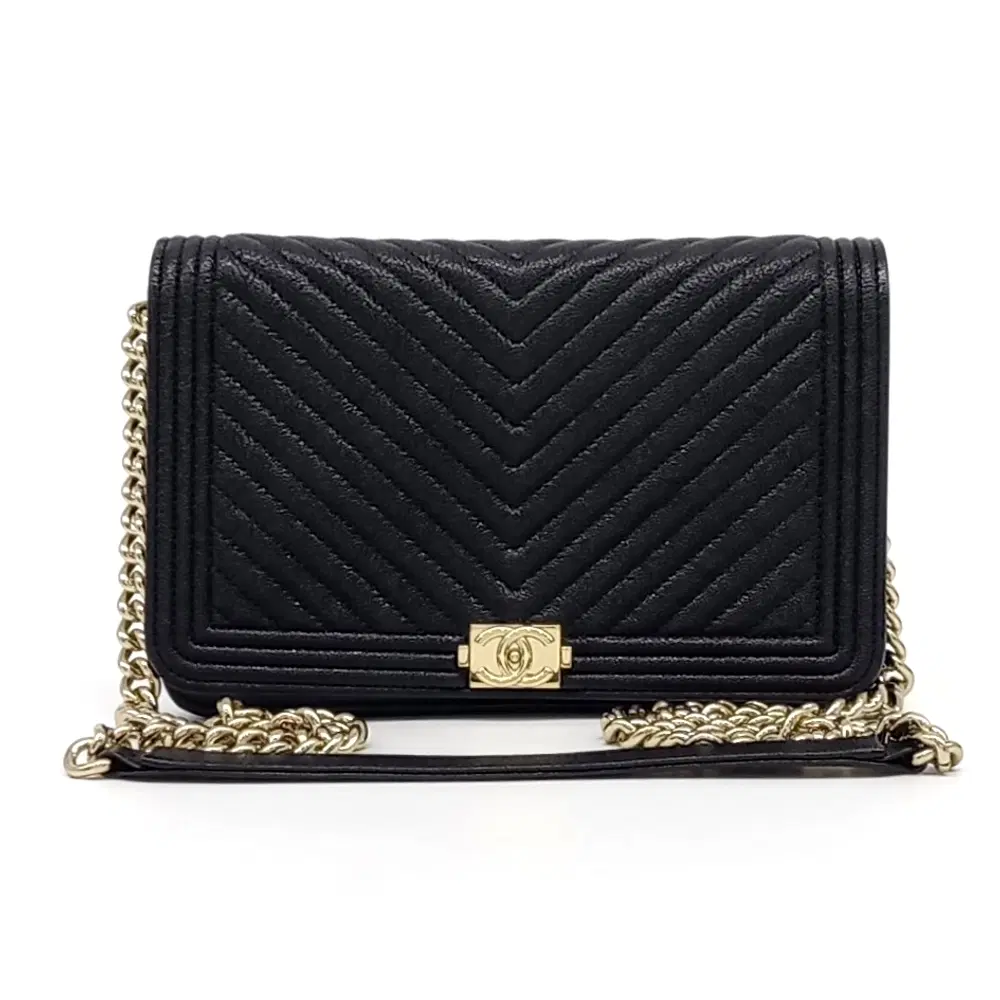 Chanel Caviar Chevron Boy Woc Mini Cross Bag Ap1117