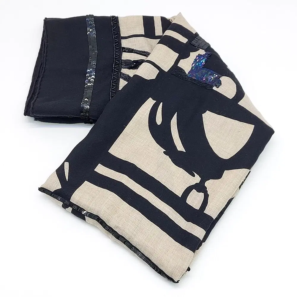 Hermes Bead-Decorated Shawl And Muffler