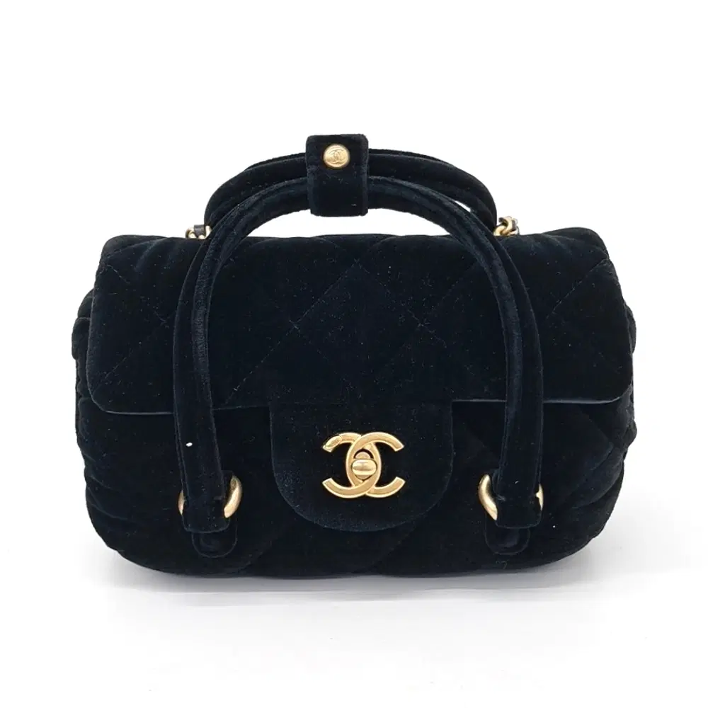 Chanel Velvet Chain Tote And Crossbody Bag