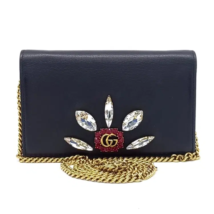 Gucci Gg Marmont Crystal Chain Crossbody Bag (499782)-Hover-Image
