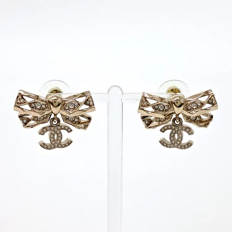 Chanel Ribbon Logo Earrings-Hover-Image