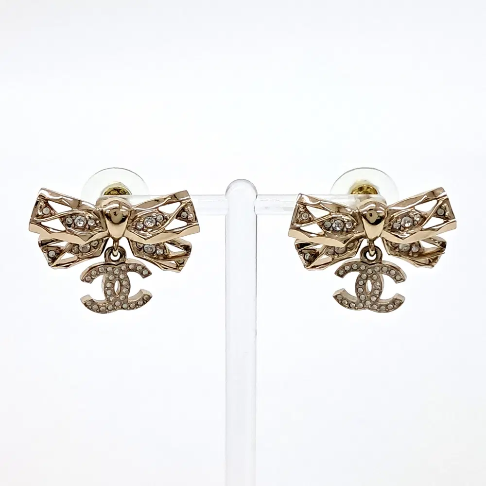 Chanel Ribbon Logo Earrings