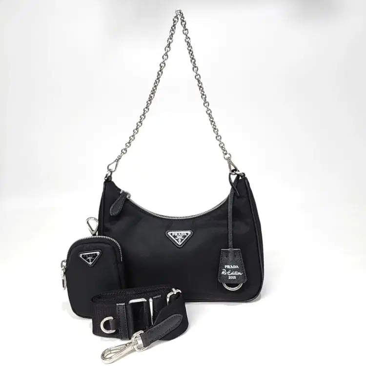 Prada Tessuto Chain Strap Hobo Bag (1Bh204)-Hover-Image