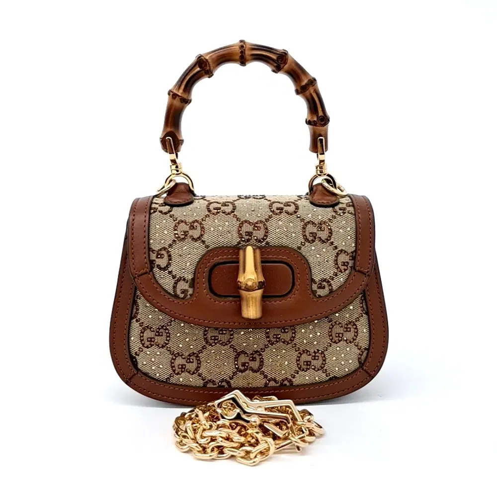 Gucci Crystal Bamboo 1947 Mini Top Handle Bag (735116)