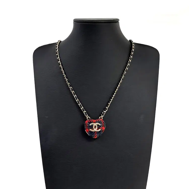 Chanel Tweed Heart Necklace Ab9483-Hover-Image
