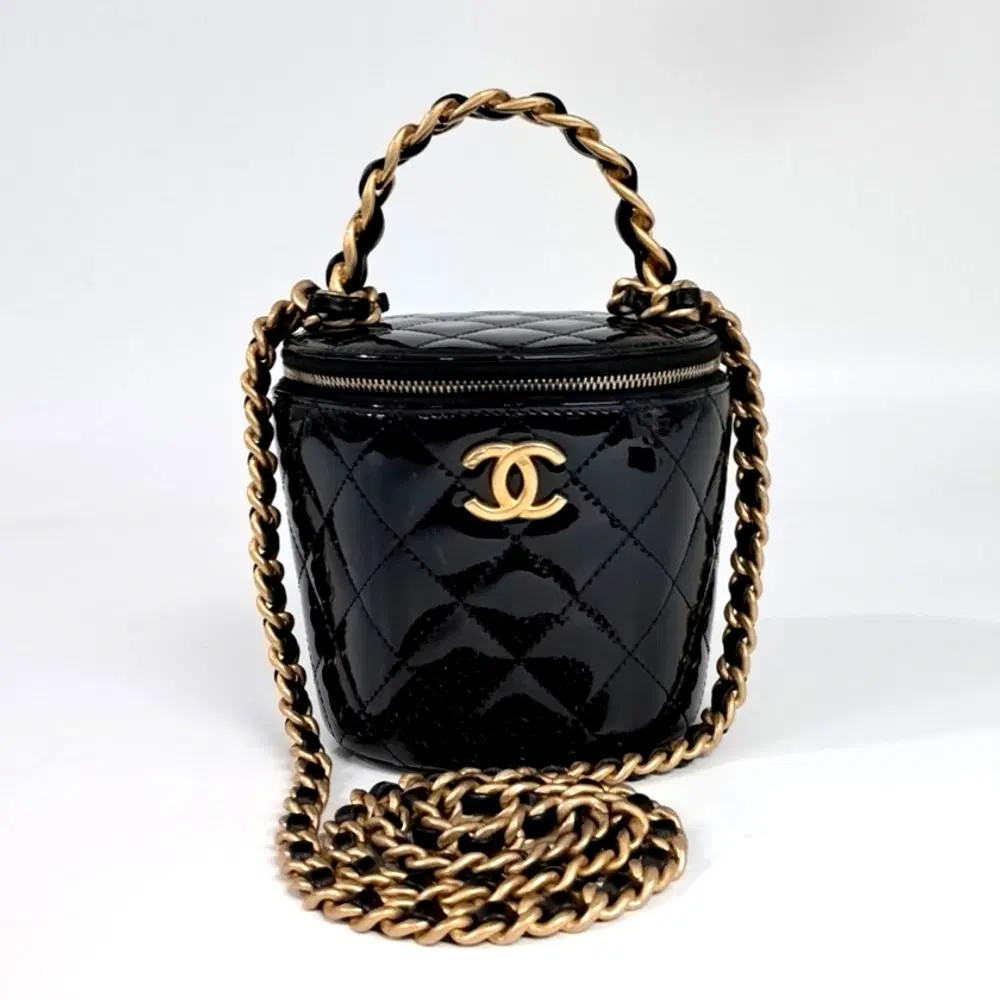 Chanel Patent Cosmetic Case Top Handle Crossbody Bag