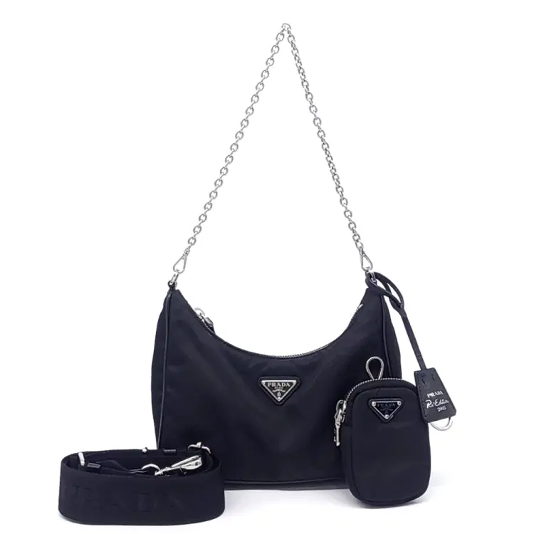 Prada Re-Nylon Tessuto Chain Strap Hobo Bag-Hover-Image