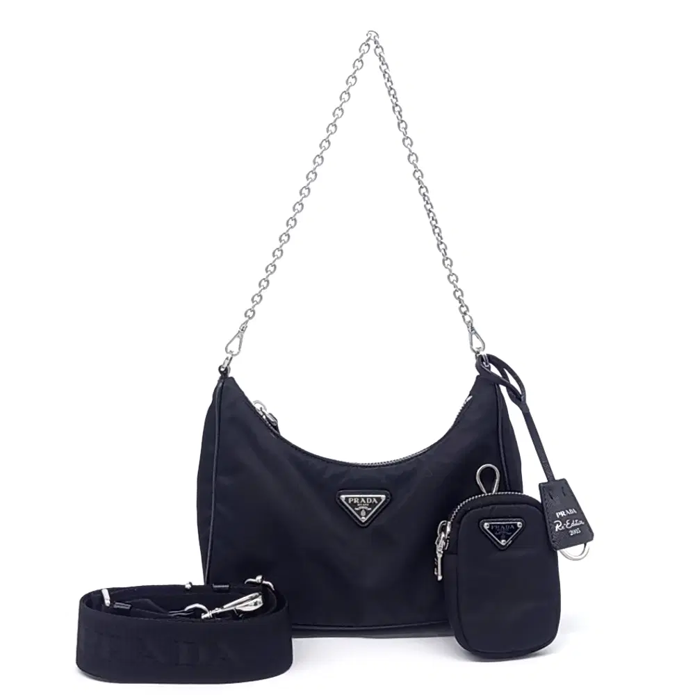 Prada Re-Nylon Tessuto Chain Strap Hobo Bag