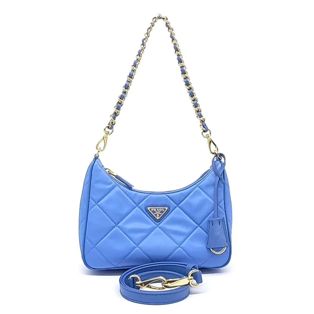 Prada Re-Nylon Tessuto Chain Strap Hobo Bag