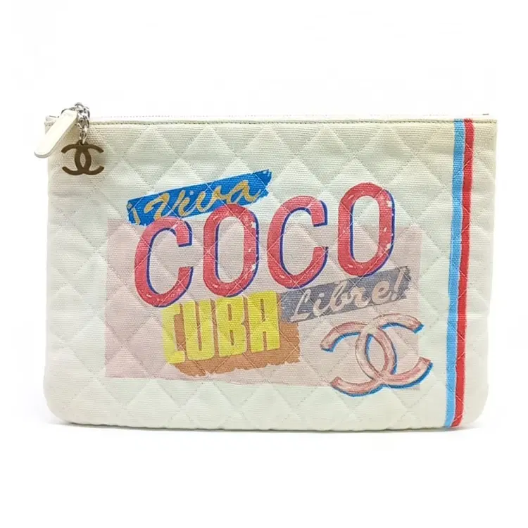 Chanel Coco Cuban Fabric Clutch-Hover-Image