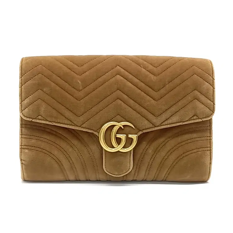 Gucci Marmont Velvet Matelassé Clutch (498079)-Hover-Image