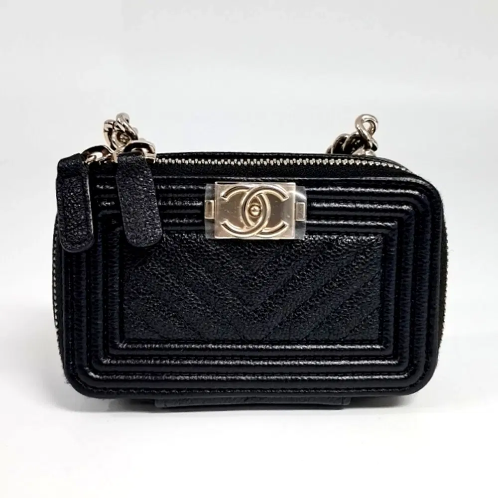 Chanel Caviar Chevron Boy Mini Crossbody Bag