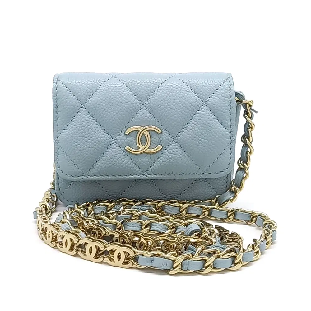 Chanel Caviar Logo Chain Mini Crossbody Bag