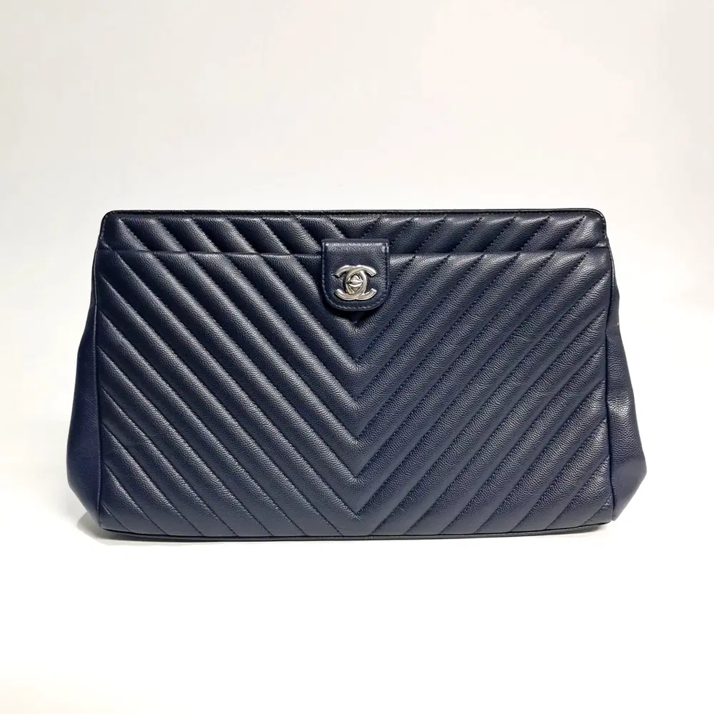 Chanel Caviar Chevron Clutch
