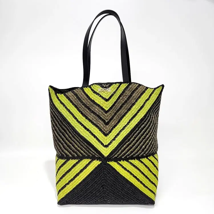 Loewe Paulas Ibiza Puzzle Fold Raffia Tote Bag-Hover-Image