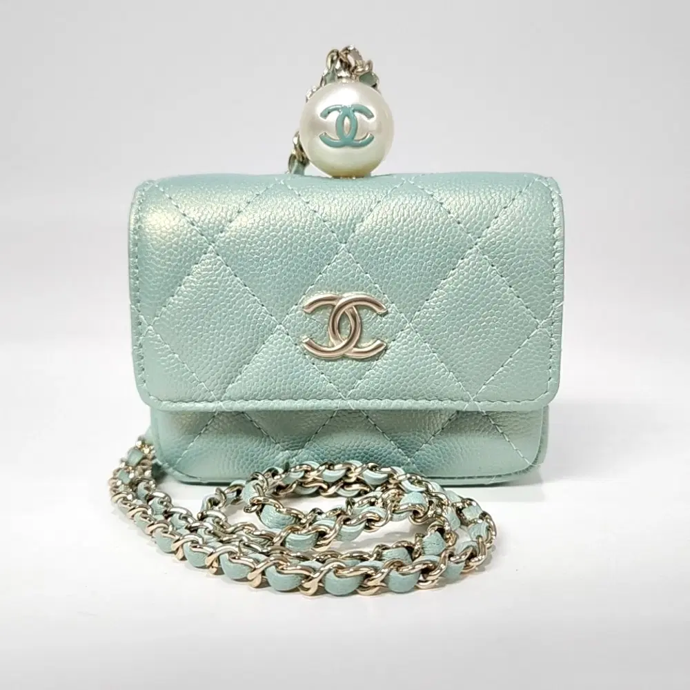 Chanel Caviar Necklace Chain Card Holder