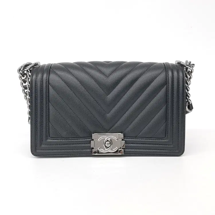 Chanel Caviar Chevron Boy Bag Medium A67086-Hover-Image