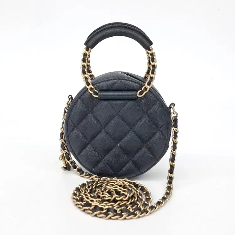 Chanel Caviar Round Top Handle Chain Crossbody Bag-Hover-Image