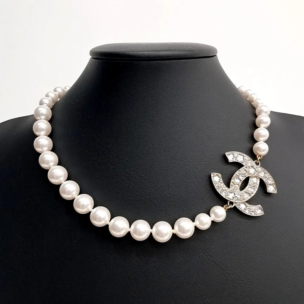 Chanel Logo Pearl Ball Necklace
