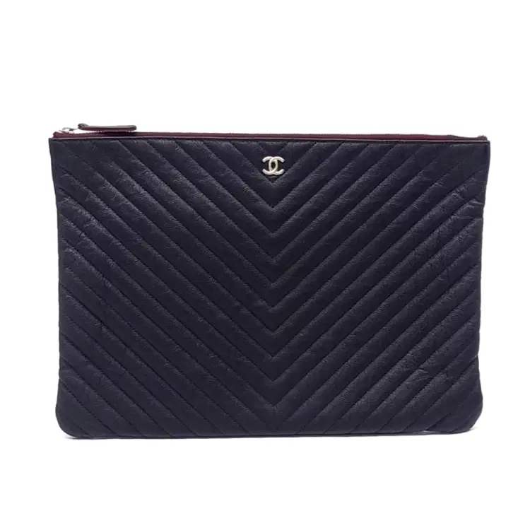 Chanel Caviar Chevron Clutch Large-Hover-Image