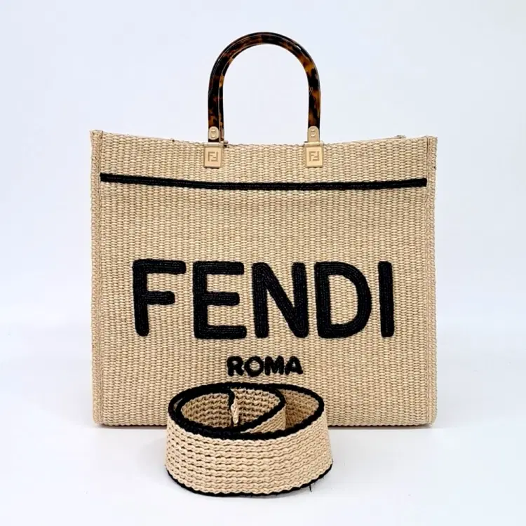 Fendi Raffia Sunshine Tote & Shoulder Bag (8Bh386)-Hover-Image