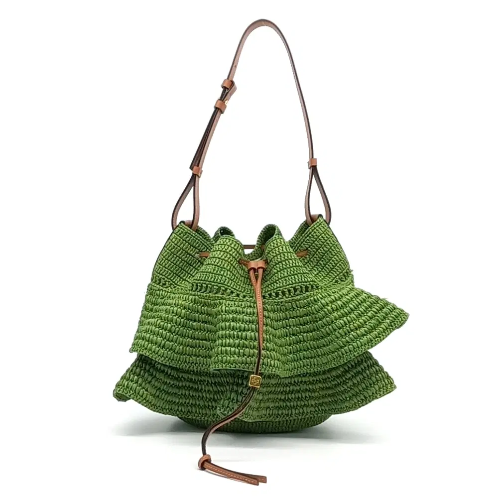 Loewe Raffia Belrune Ruffle Bag