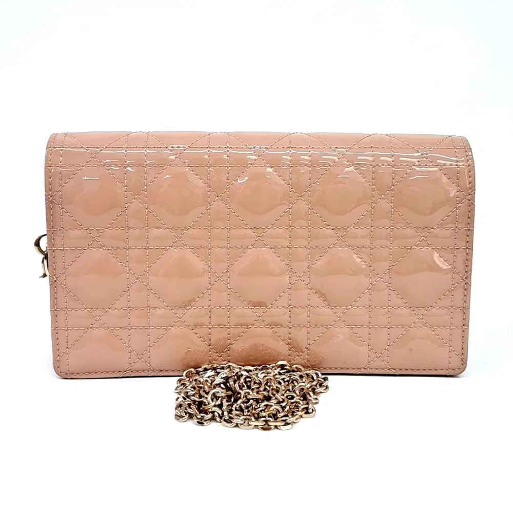 Christian Dior Patent Cannage Chain Crossbody Bag S0204