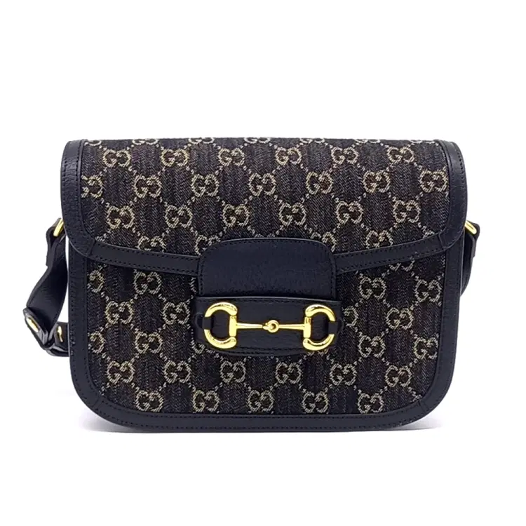 Gucci Denim 1955 Horsebit Shoulder Bag (602204)-Hover-Image