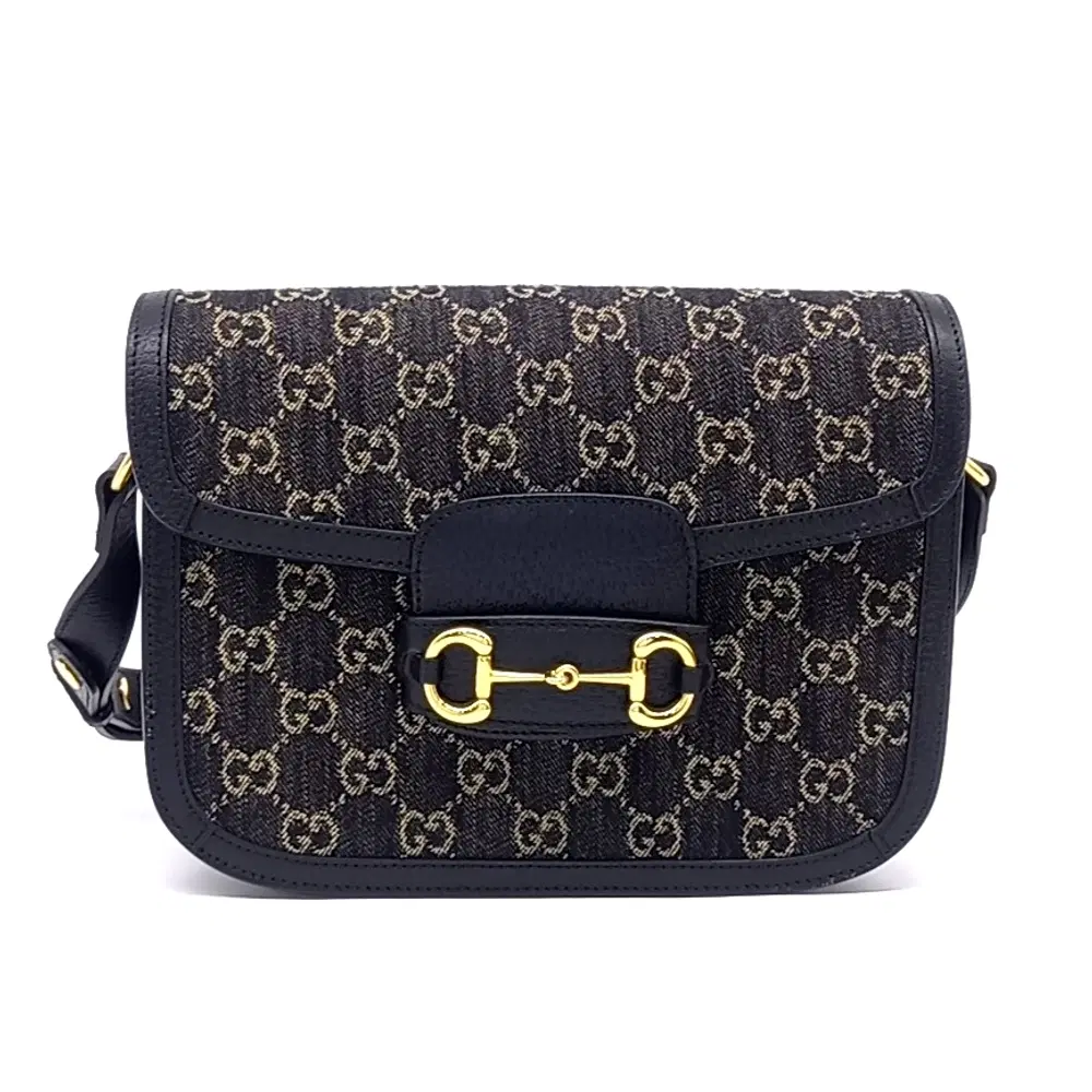 Gucci Denim 1955 Horsebit Shoulder Bag (602204)