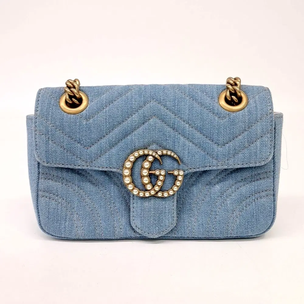 Gucci Denim Matlasé Mini Shoulder Bag (446744)