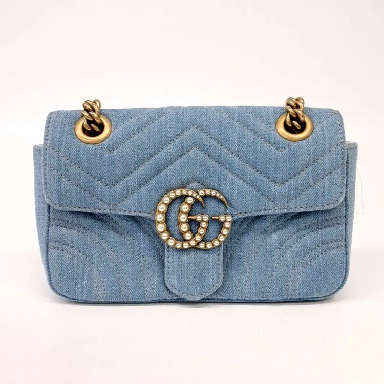 Gucci Denim Matlasé Mini Shoulder Bag (446744)-Hover-Image