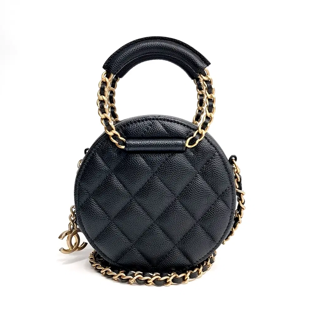 Chanel Caviar Top Handle Round Mini Crossbody Bag Ap1176