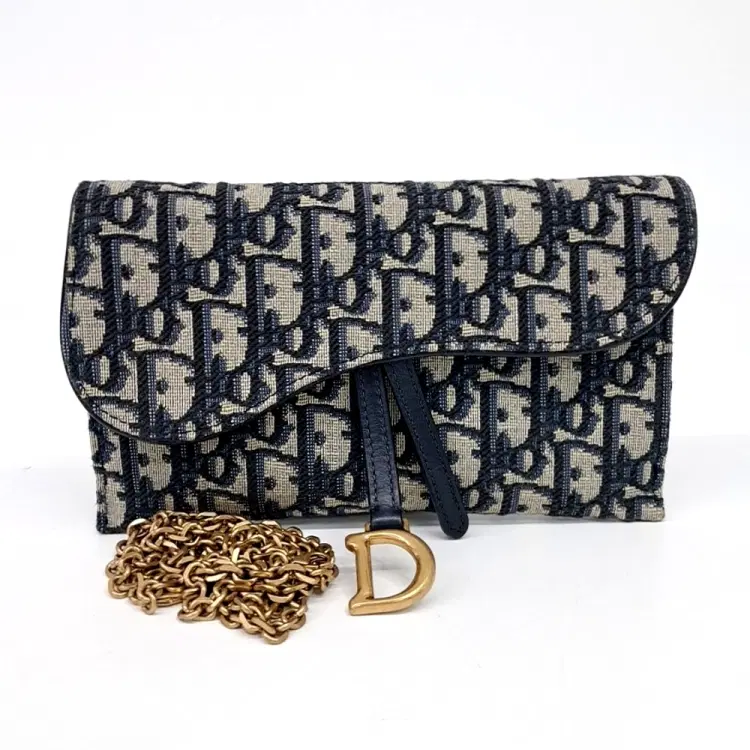 Christian Dior Oblique Saddle Chain Crossbody Bag S5614-Hover-Image