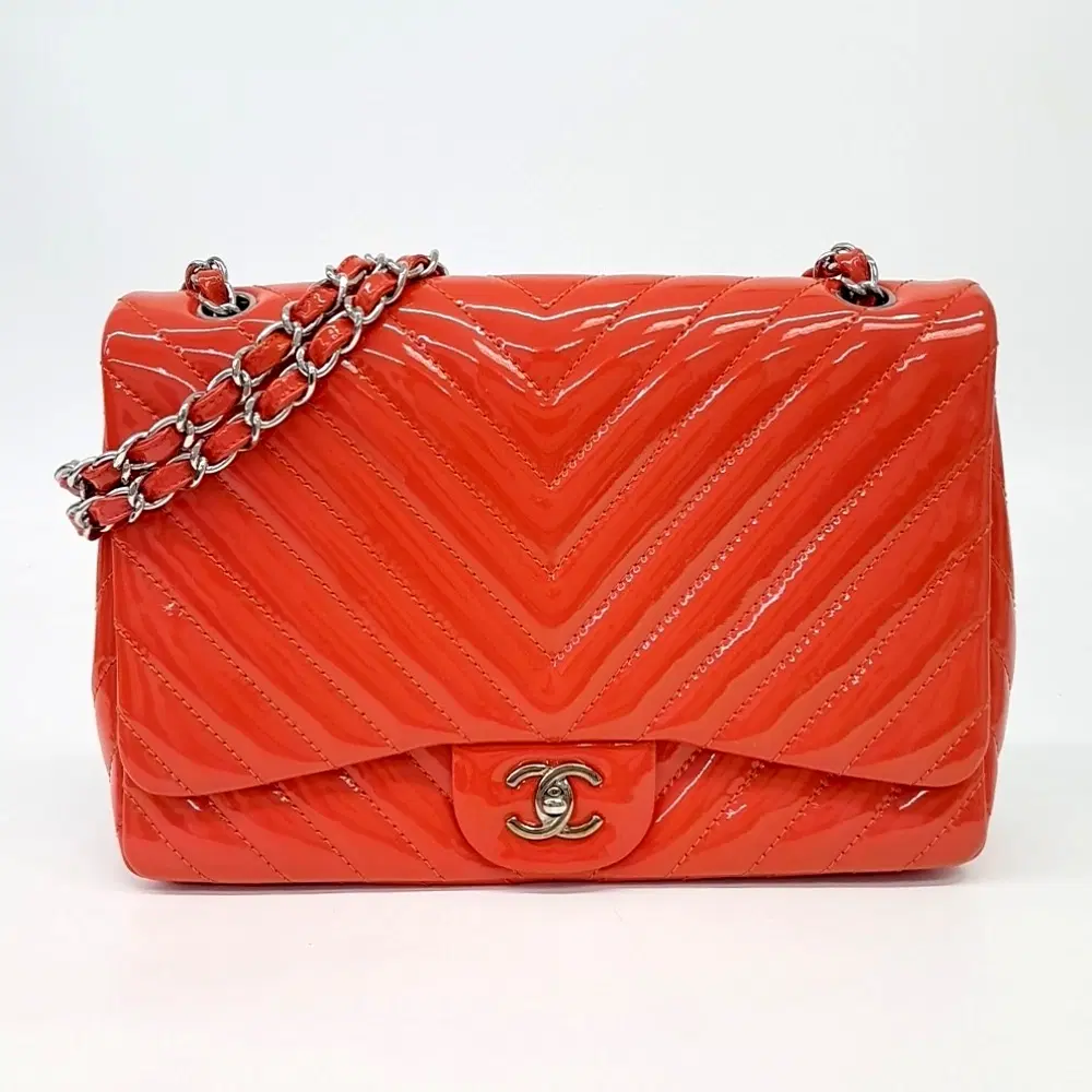Chanel Patent Chevron Classic Jumbo