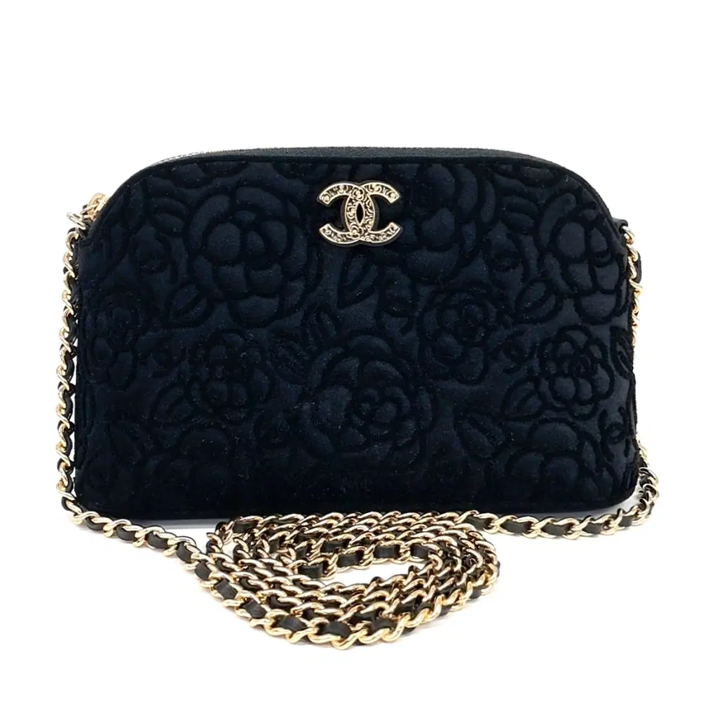 Chanel Velvet Camellia Chain Crossbody Bag Ap4739