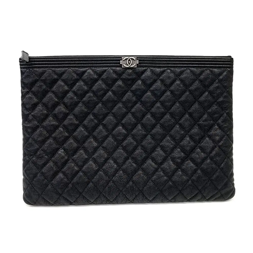 Chanel Caviar Boy Clutch Large