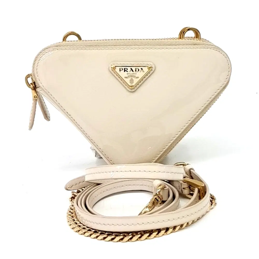 Prada Patent Triangle Mini Pouch
