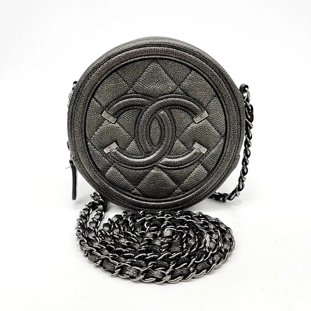 Chanel Caviar Round Mini Crossbody Bag
