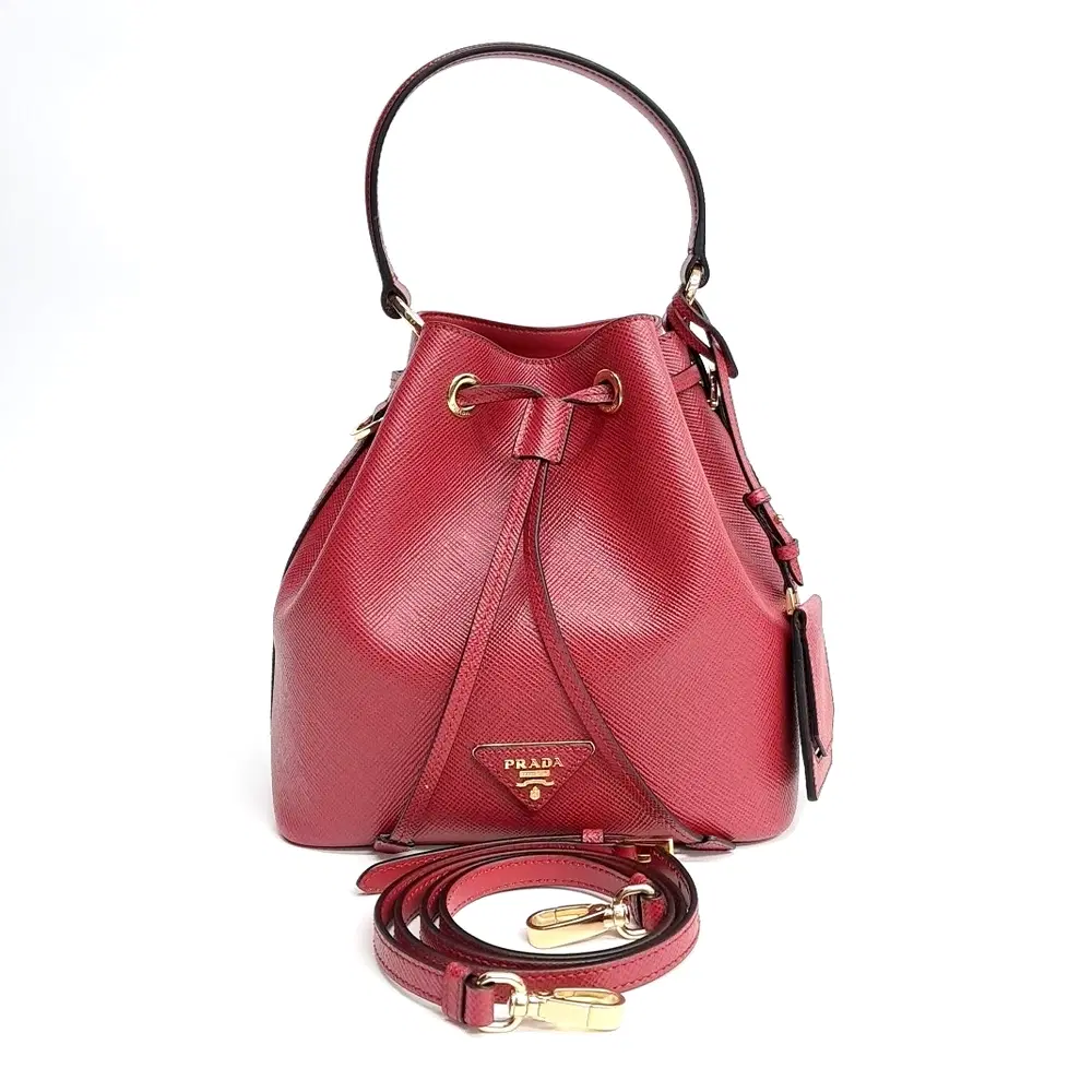 Prada Saffiano Bucket Tote And Crossbody Bag (1Be032)
