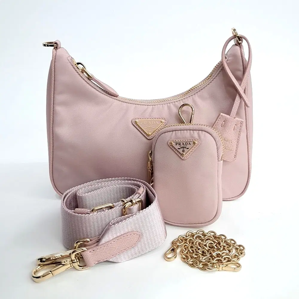 Prada Re-Nylon Tessuto Chain Strap Hobo Bag (1Bh204)