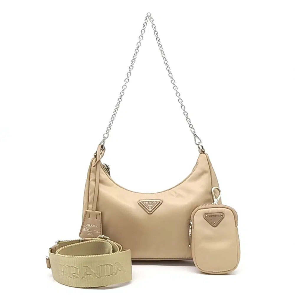 Prada Tessuto Chain Strap Hobo Bag (1Bh204)