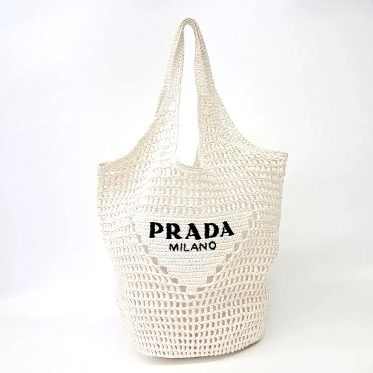 Prada Raffia Tote Bag-Hover-Image