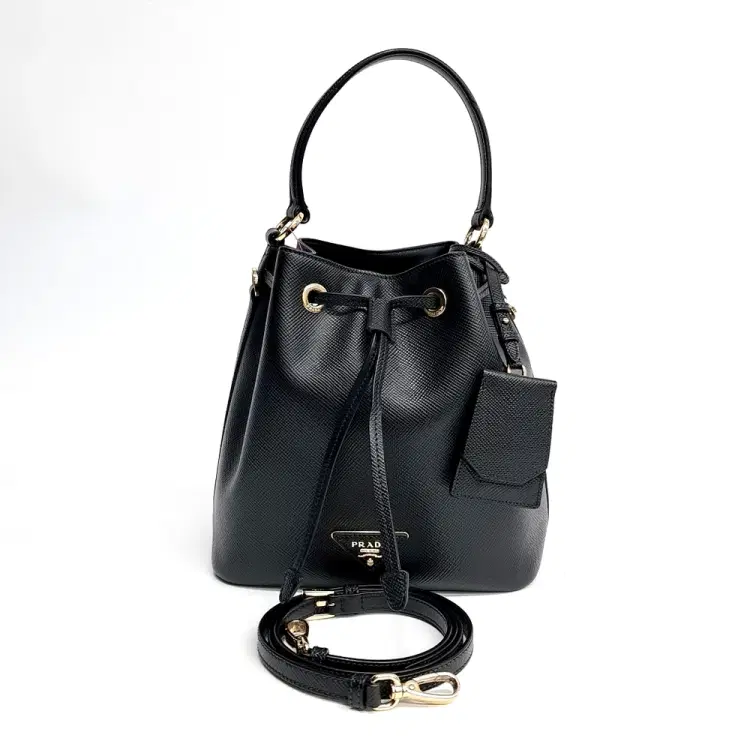 Prada Saffiano Bucket Tote & Crossbody Bag (1Be032)-Hover-Image