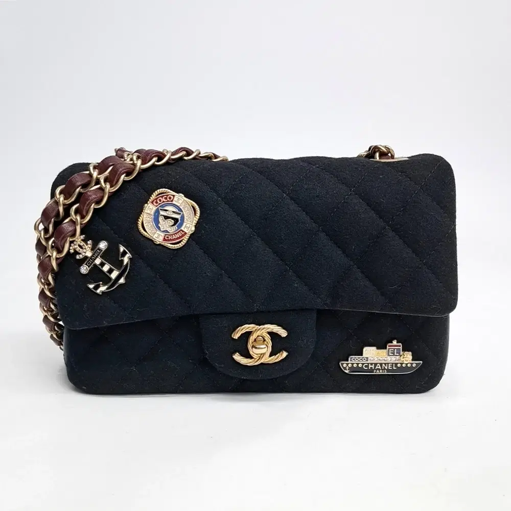 Chanel Fabric Charm-Embellished New Mini Crossbody Bag