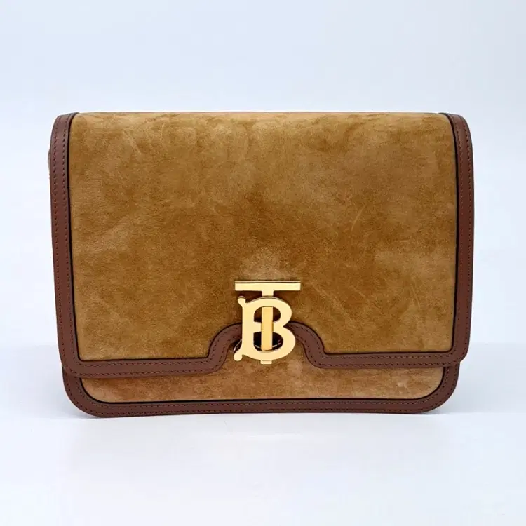 Burberry Suede Tb Shoulder Bag-Hover-Image